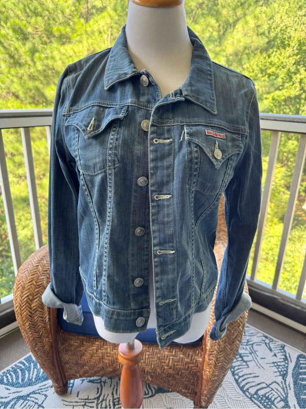 Hudson Jeans Dark Blue Distressed Denim Jacket